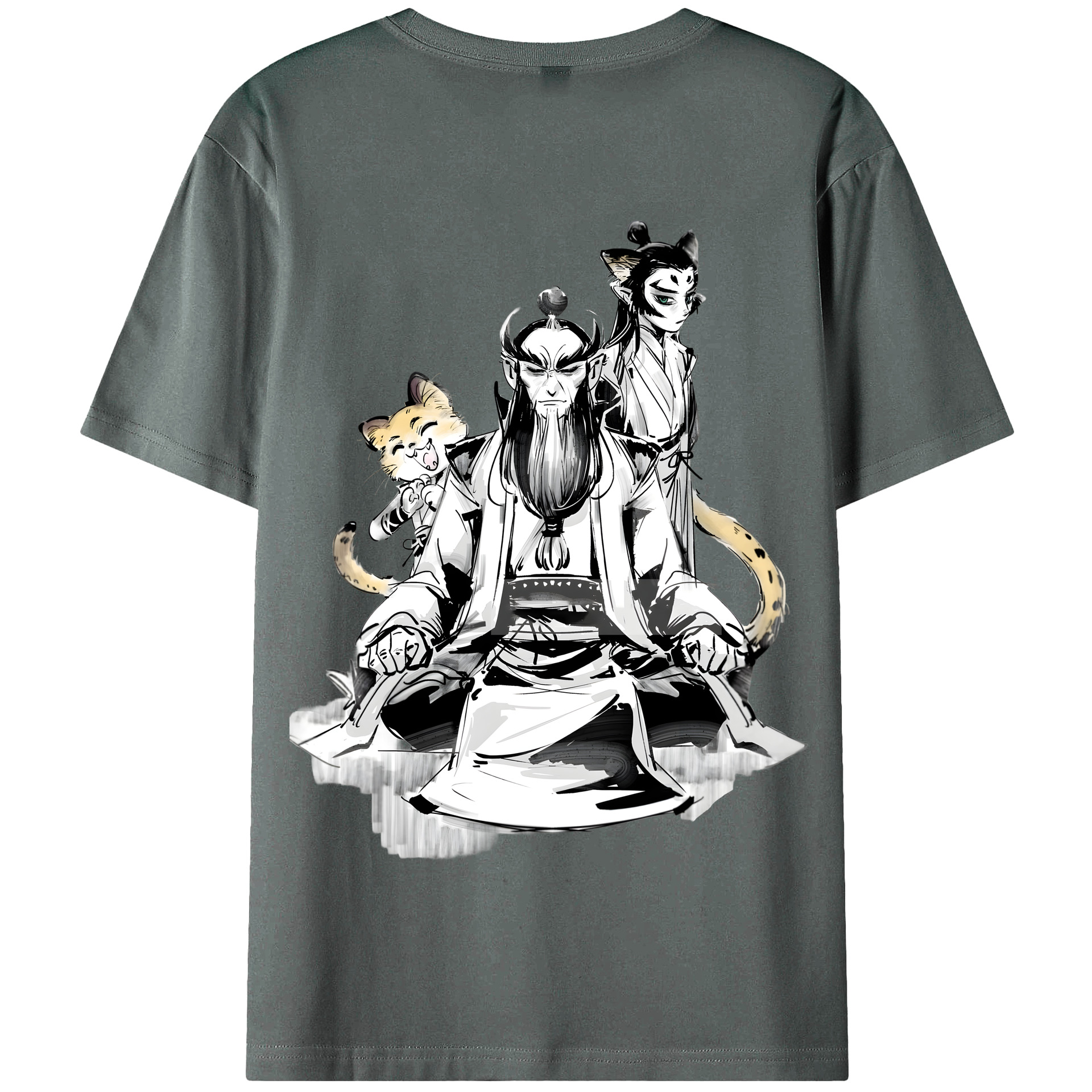 （画像用） Ne Zha 2 ナタ 魔童の大暴れ 綿100％半袖Tシャツ（背面プリント）